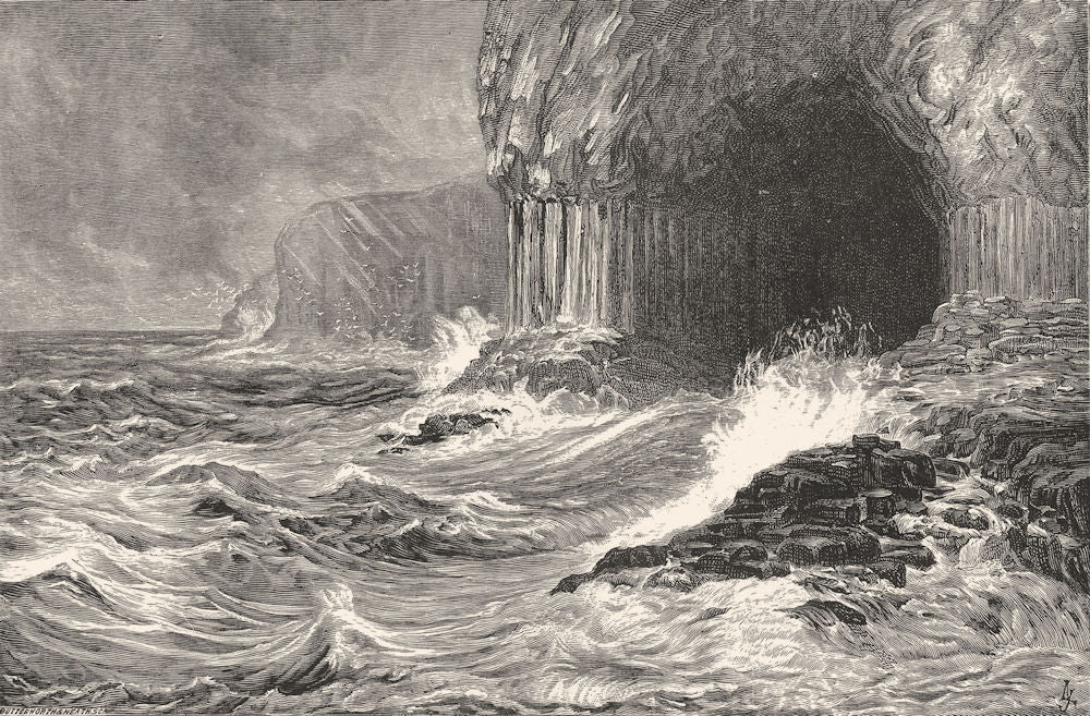 SCOTLAND. Fingal's Cave c1886 old antique vintage print picture